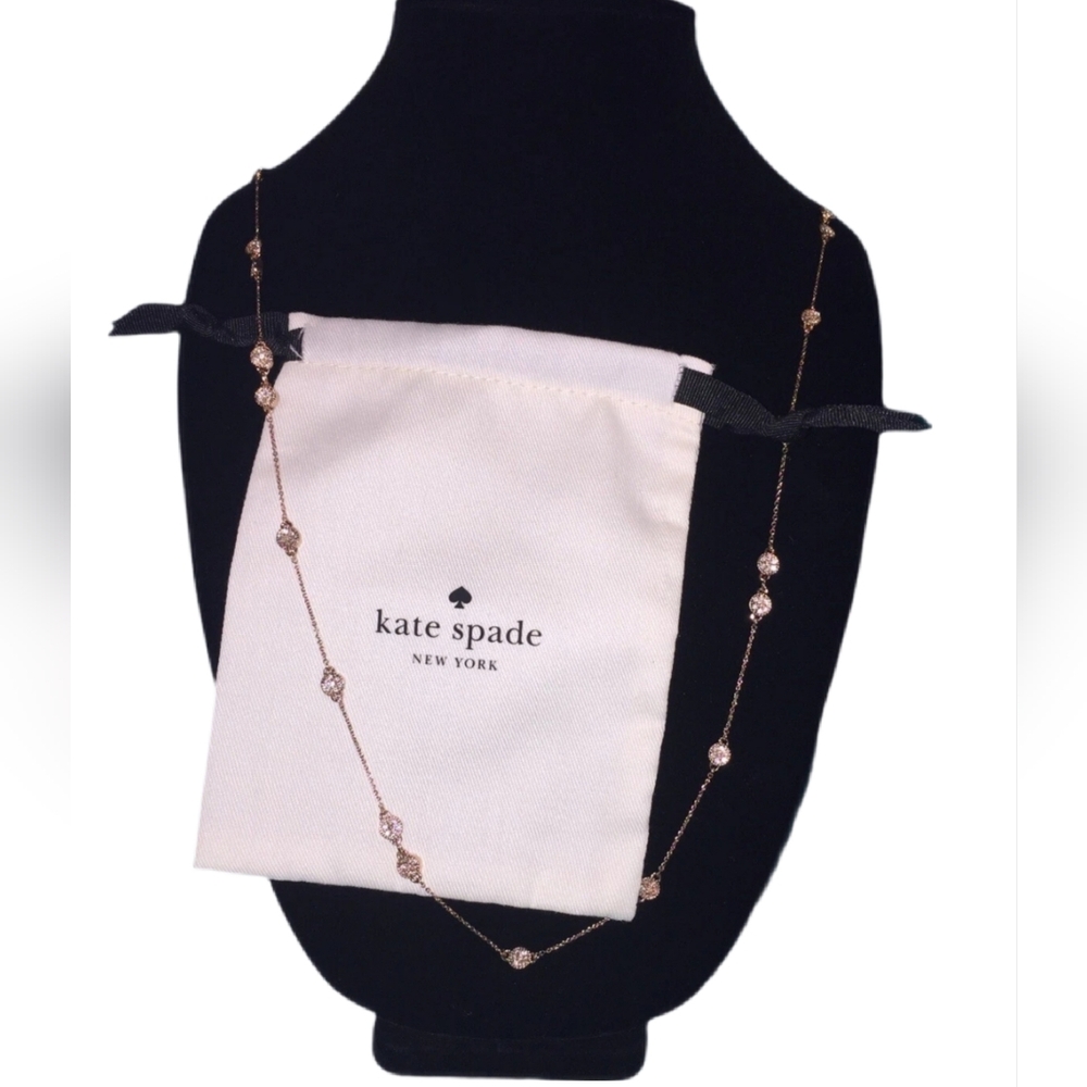 Kate Spade Rose Gold Gatsby Dot Mini Scatter Necklace Clear Pave Crystals